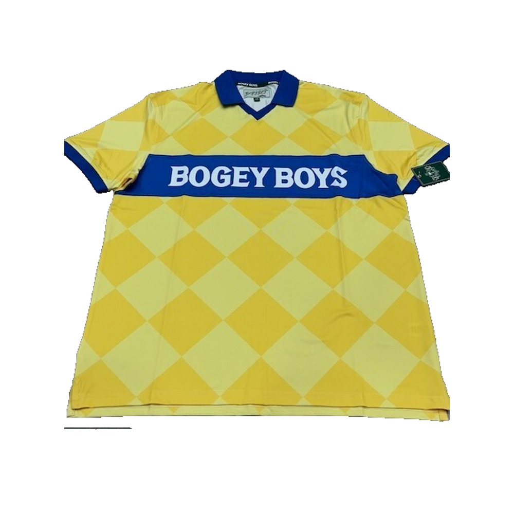 NWT Bogey Boys Men's Athletic Checkered‎ Polo Shirt Golf Pullover Yellow Size L